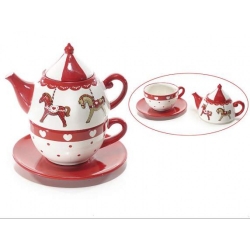 Christmas teapot with cup